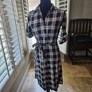 Max Studio Plaid Shirt Dress